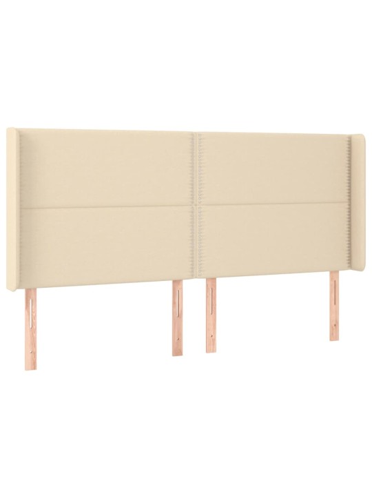 Box spring postel s matrací a LED krémová 180x200 cm textil