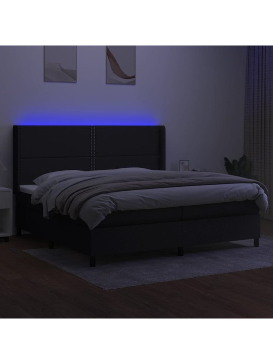 Box spring postel s matrací a LED černá 200x200 cm textil