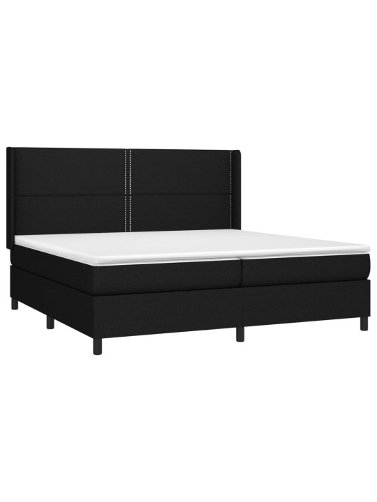 Box spring postel s matrací a LED černá 200x200 cm textil