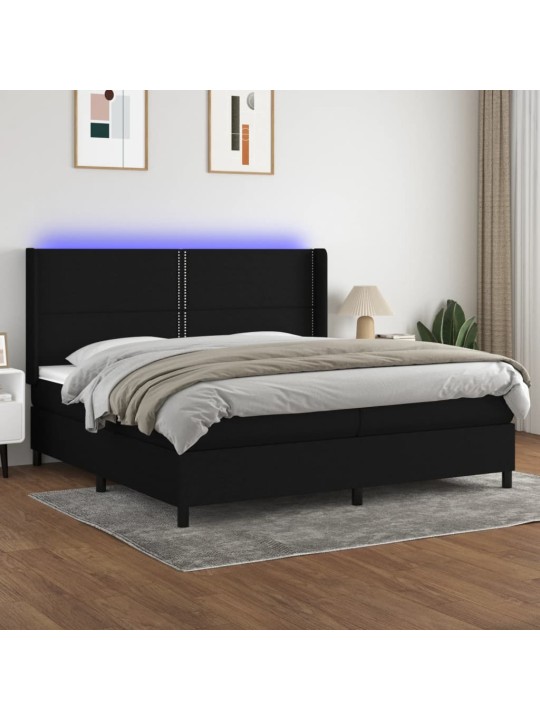 Box spring postel s matrací a LED černá 200x200 cm textil