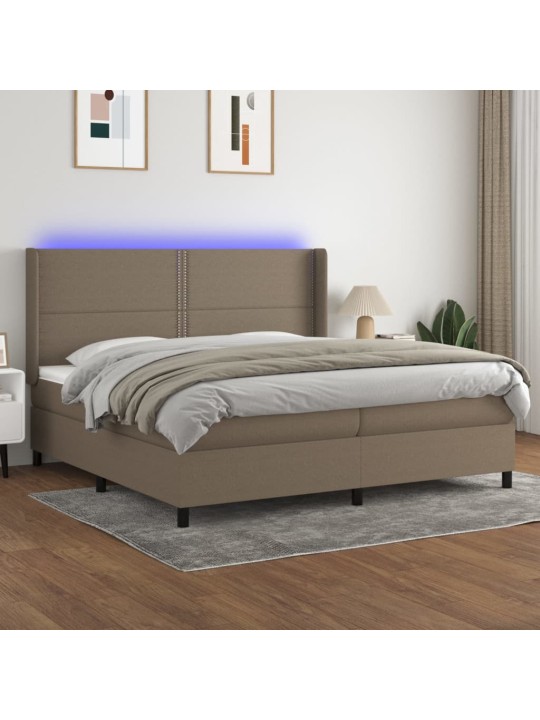 Box spring postel s matrací a led taupe 200x200 cm textil
