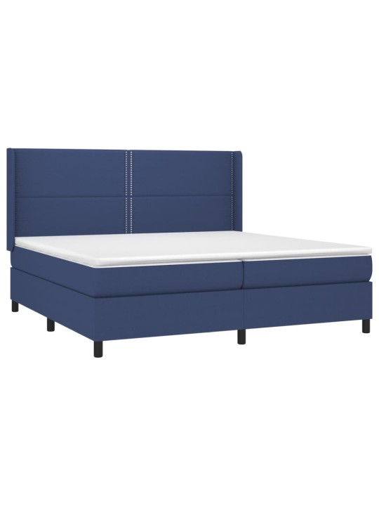 Box spring postel s matrací a led modrá 200x200 cm textil