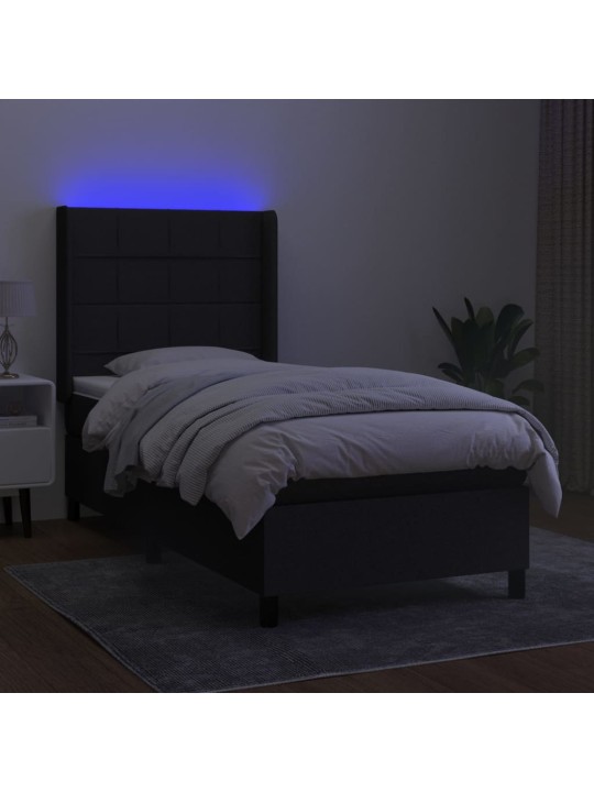 Box spring postel s matrací a LED černá 80 x 200 cm textil