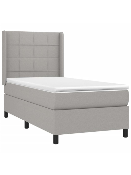 Box spring postel s matrací a LED světle šedá 90x190 cm textil