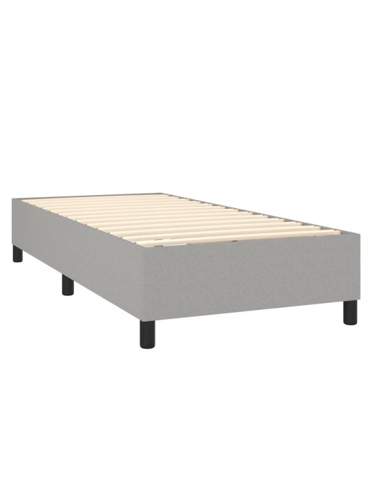 Box spring postel s matrací a LED světle šedá 100x200 cm textil