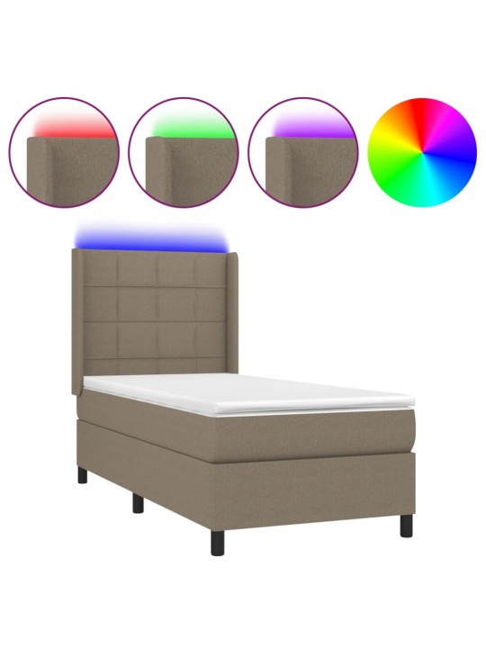 Box spring postel s matrací a LED taupe 100x200 cm textil