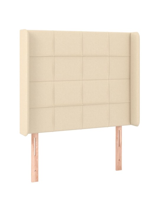 Box spring postel s matrací a LED krémová 100x200 cm textil