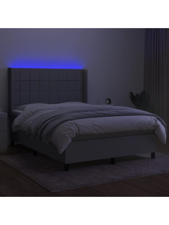 Box spring postel s matrací a LED světle šedá 140x190 cm textil