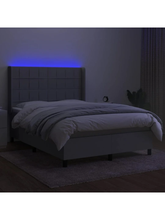 Box spring postel s matrací a LED světle šedá 140x190 cm textil