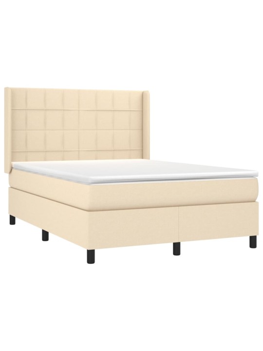 Box spring postel s matrací a led krémová 140x190 cm textil