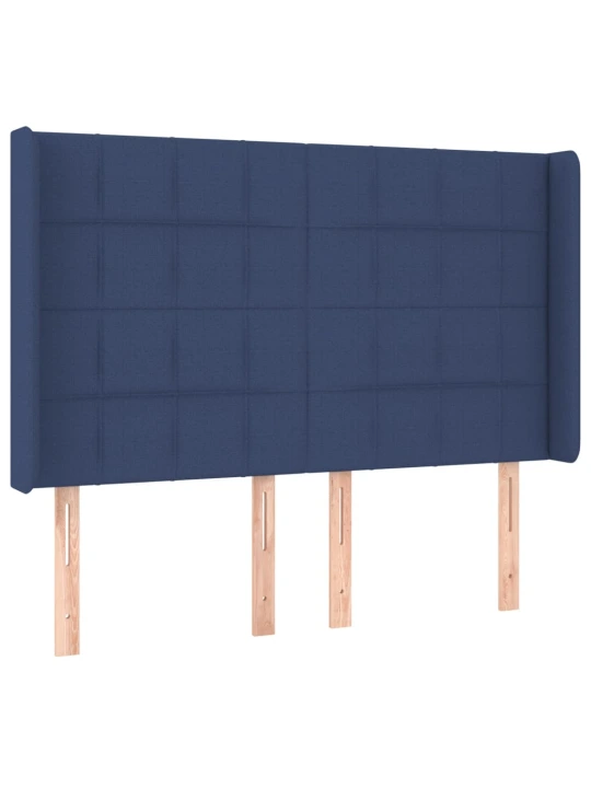 Box spring postel s matrací a LED modrá 140x190 cm textil