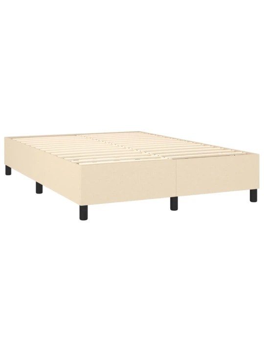 Box spring postel s matrací a LED krémová 140x200 cm textil