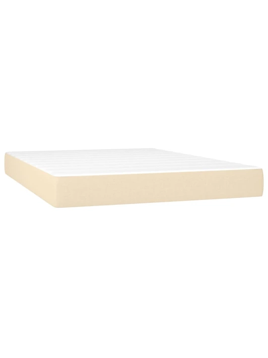 Box spring postel s matrací a LED krémová 140x200 cm textil