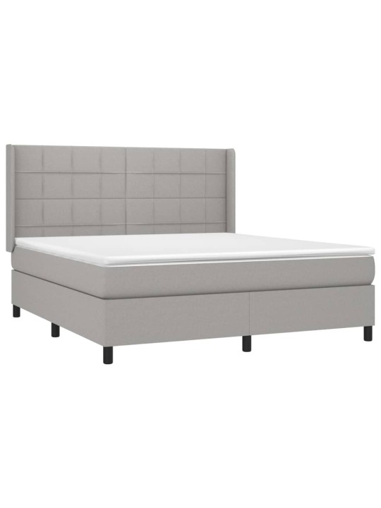 Box spring postel s matrací a LED světle šedá 160x200 cm textil