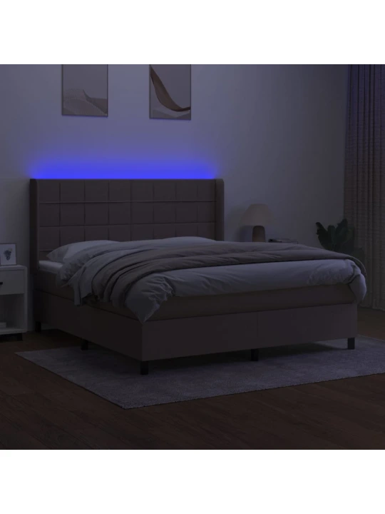 Box spring postel s matrací a led taupe 160x200 cm textil