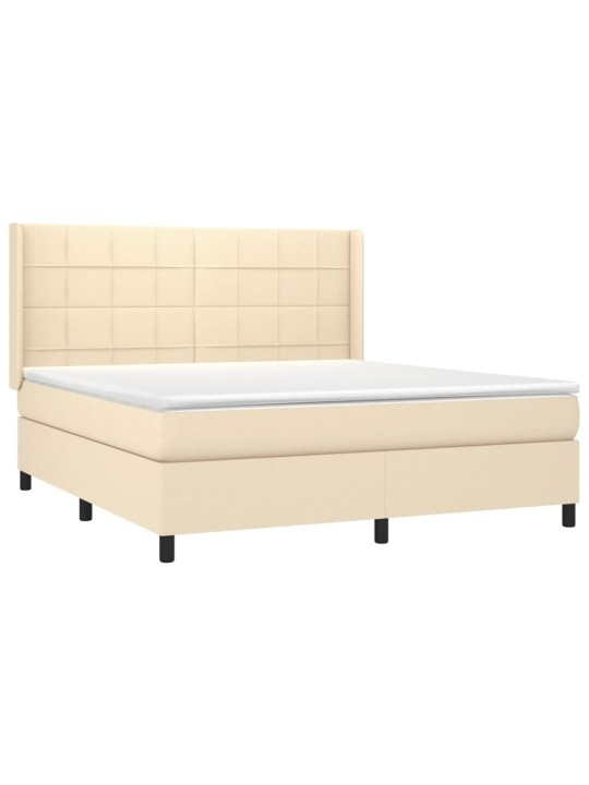 Box spring postel s matrací a led krémová 160x200 cm textil