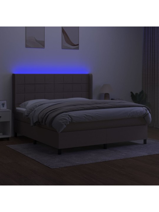 Box spring postel s matrací a LED taupe 180x200 cm textil