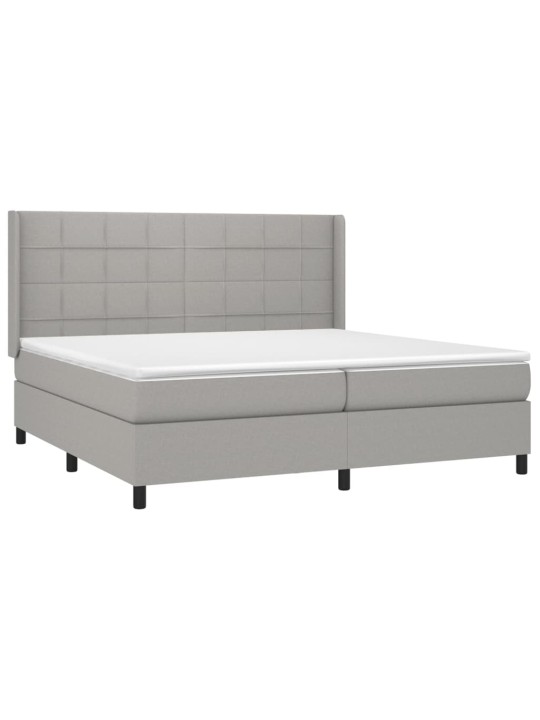 Box spring postel s matrací a LED světle šedá 200x200 cm textil