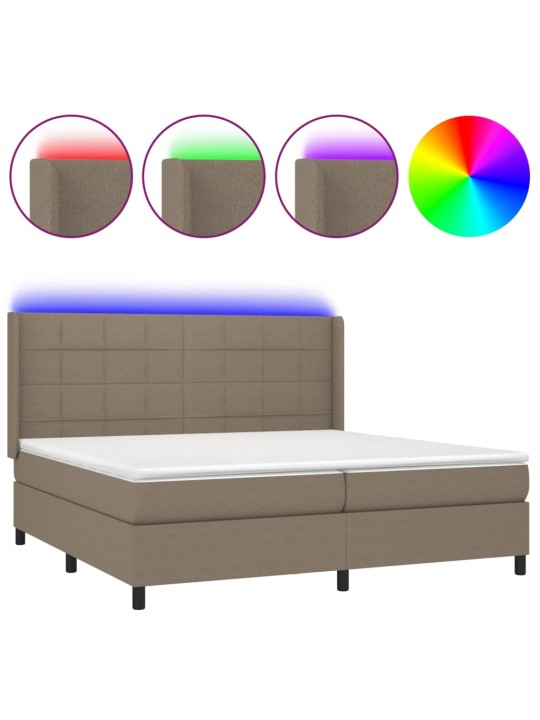 Box spring postel s matrací a led taupe 200x200 cm textil