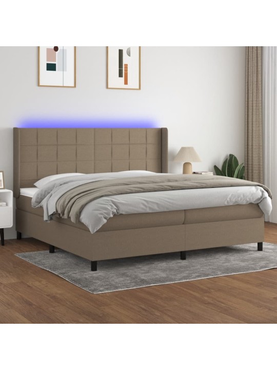 Box spring postel s matrací a led taupe 200x200 cm textil