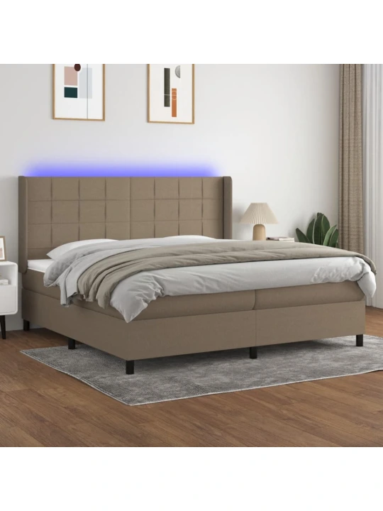 Box spring postel s matrací a led taupe 200x200 cm textil