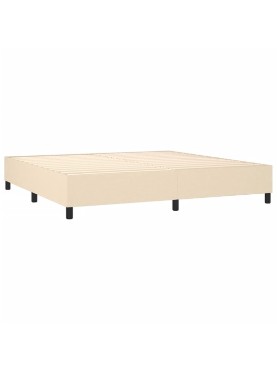 Box spring postel s matrací a led krémová 200x200 cm textil