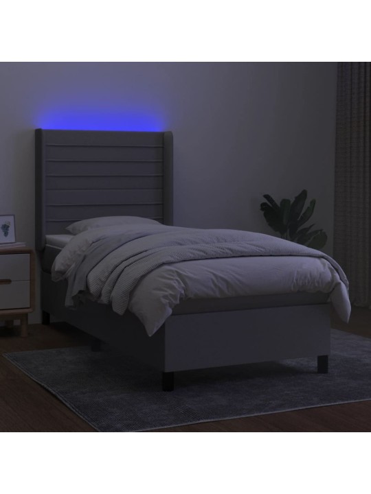 Box spring postel s matrací a LED světle šedá 80x200 cm textil