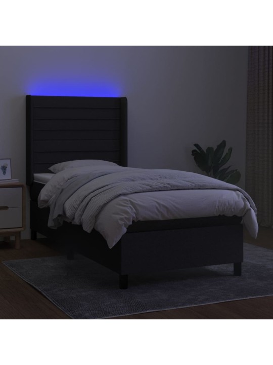Box spring postel s matrací a LED černá 80 x 200 cm textil