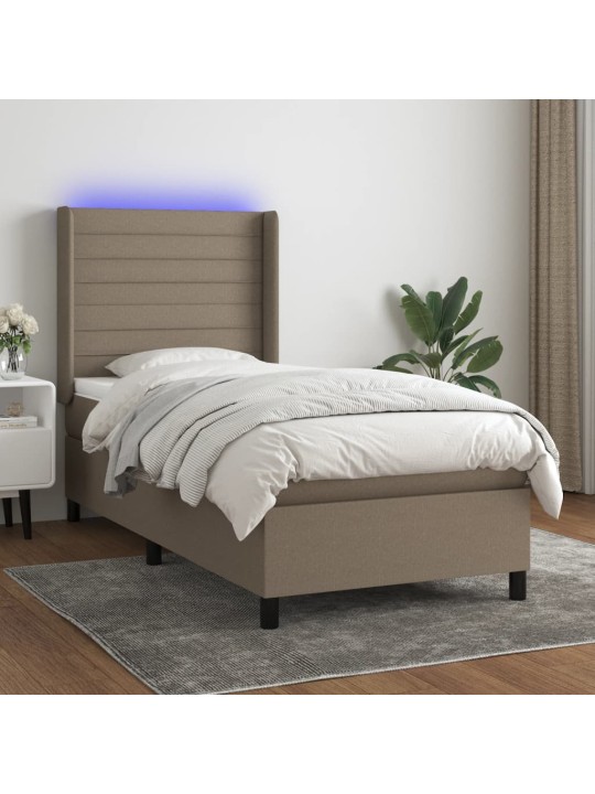 Box spring postel s matrací a led taupe 80 x 200 cm textil