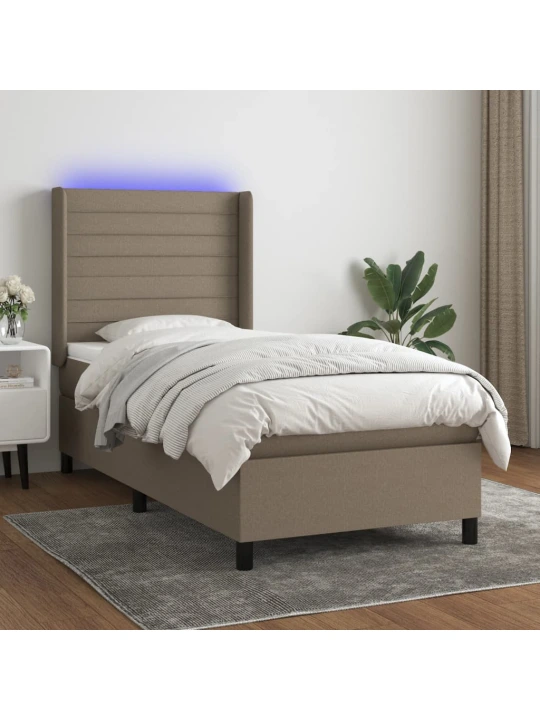 Box spring postel s matrací a led taupe 80 x 200 cm textil