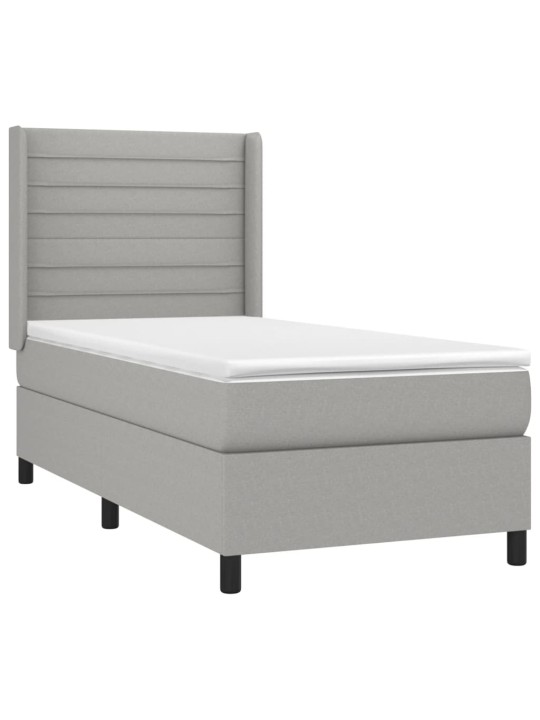 Box spring postel s matrací a LED světle šedá 90x190 cm textil