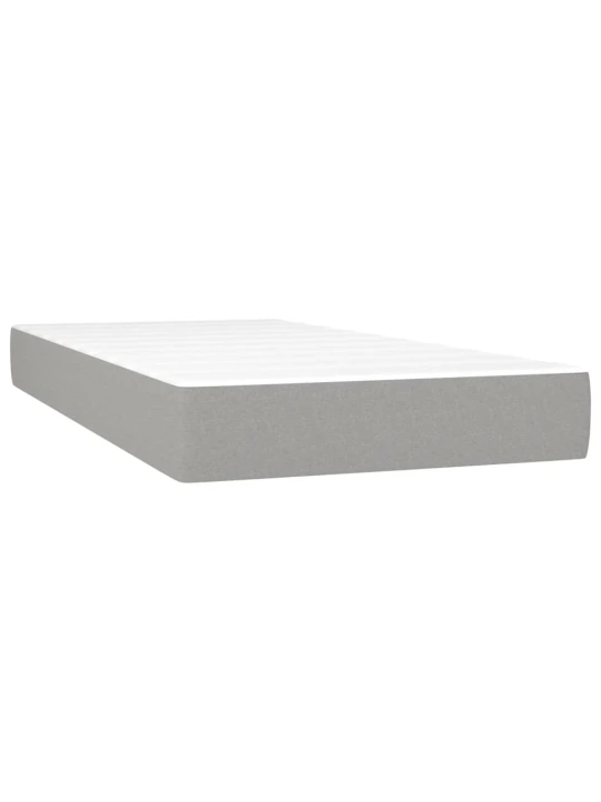 Box spring postel s matrací a LED světle šedá 90x200 cm textil