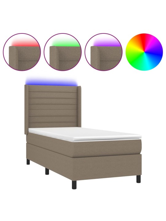 Box spring postel s matrací a LED taupe 100x200 cm textil