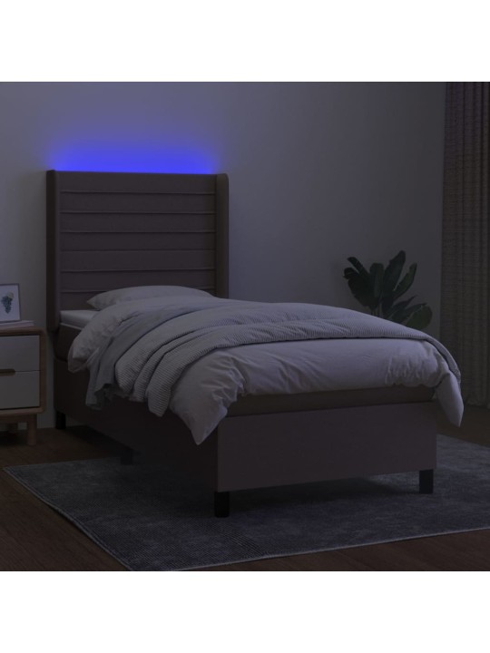 Box spring postel s matrací a LED taupe 100x200 cm textil