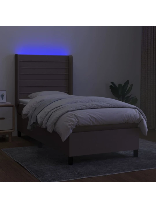 Box spring postel s matrací a LED taupe 100x200 cm textil