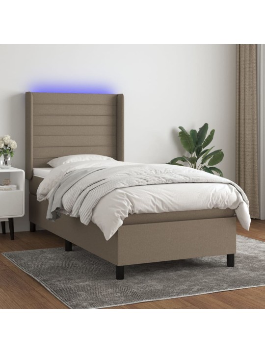 Box spring postel s matrací a LED taupe 100x200 cm textil