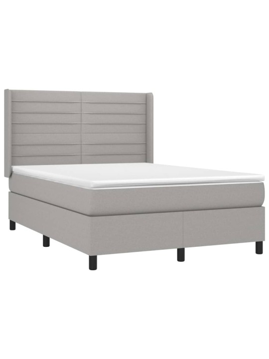 Box spring postel s matrací a LED světle šedá 140x190 cm textil