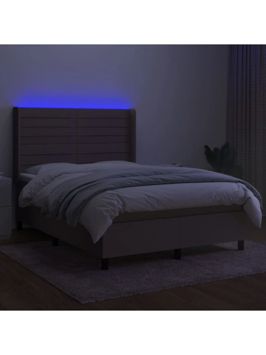 Box spring postel s matrací a led taupe 140x190 cm textil
