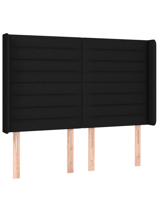 Box spring postel s matrací a LED černá 140x200 cm textil