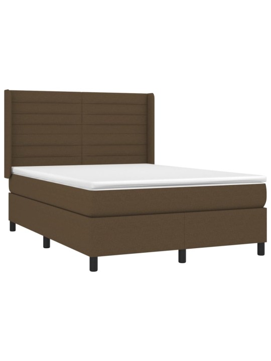 Box spring postel s matrací a LED tmavě hnědá 140x200 cm textil