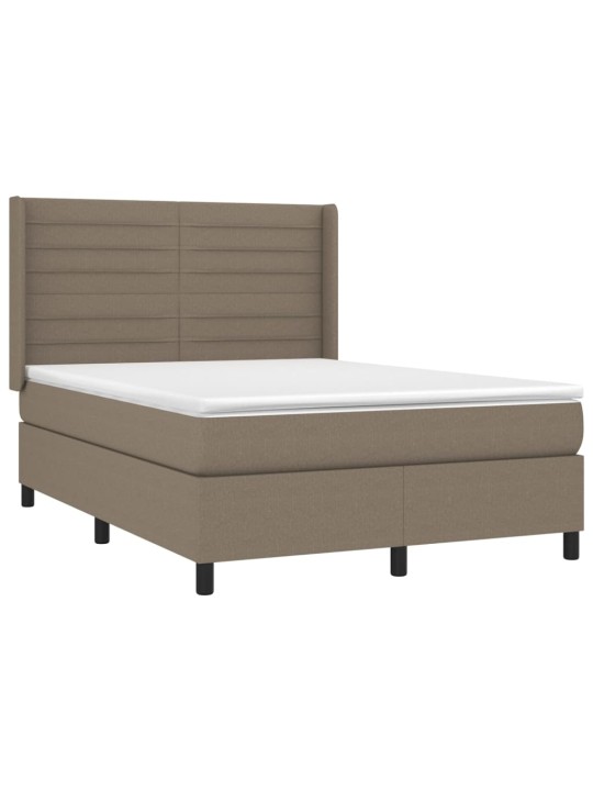 Box spring postel s matrací a LED taupe 140x200 cm textil