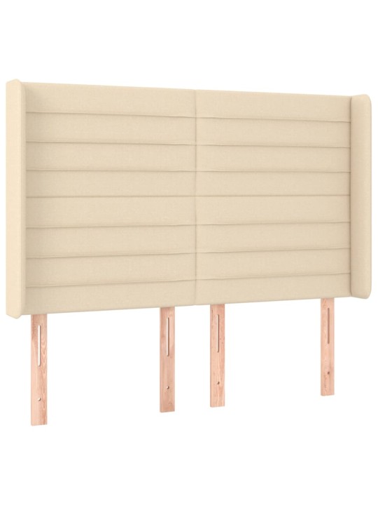 Box spring postel s matrací a LED krémová 140x200 cm textil