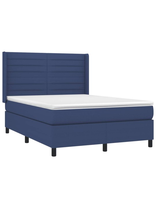 Box spring postel s matrací a LED modrá 140x200 cm textil