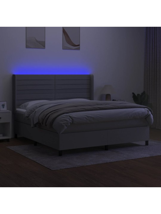 Box spring postel s matrací a LED světle šedá 160x200 cm textil