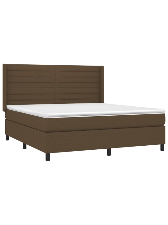 Box spring postel s matrací a led tmavě hnědá 160x200 cm textil