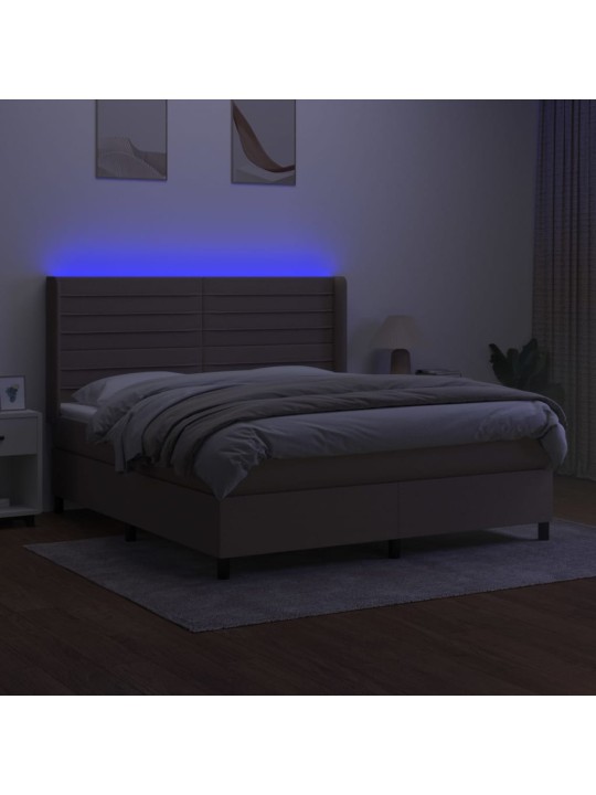 Box spring postel s matrací a led taupe 160x200 cm textil
