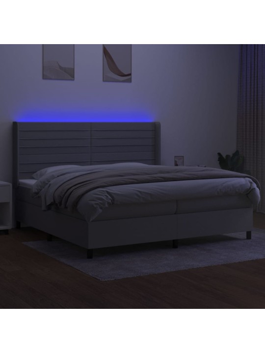 Box spring postel s matrací a LED světle šedá 200x200 cm textil