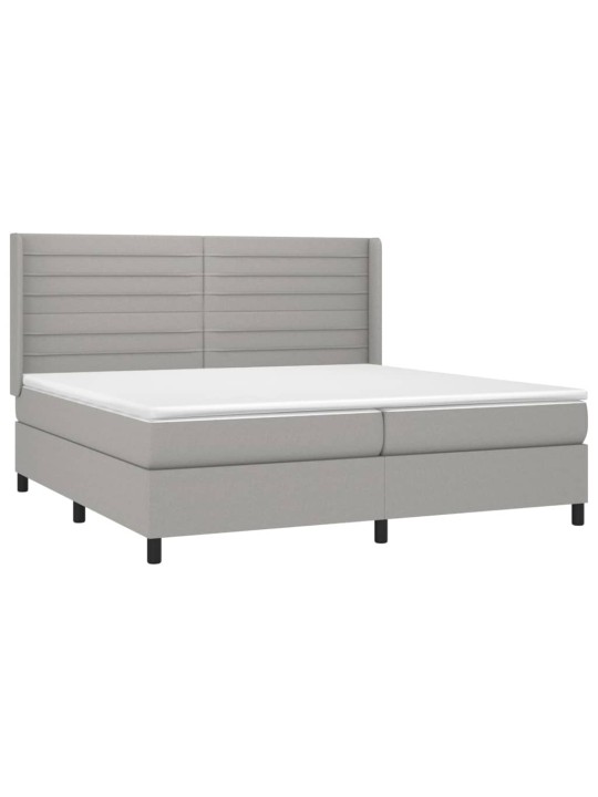 Box spring postel s matrací a LED světle šedá 200x200 cm textil