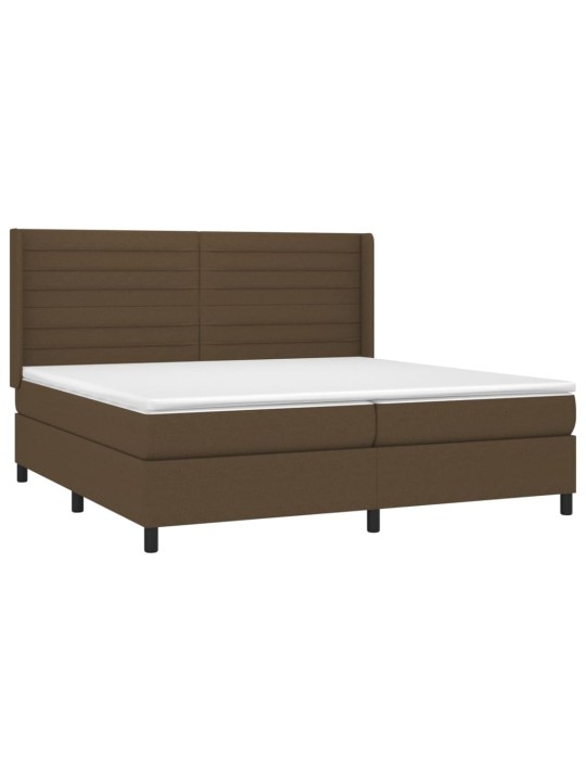 Box spring postel s matrací a led tmavě hnědá 200x200 cm textil