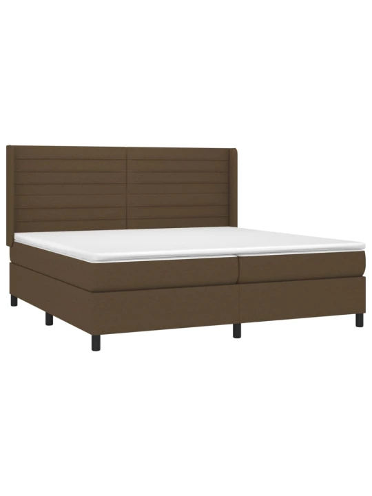 Box spring postel s matrací a led tmavě hnědá 200x200 cm textil